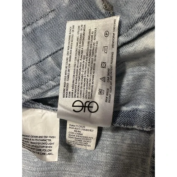 FRAYED Jeans  Denim Jacket Women's Medium Stone/Acid Wash Light Blue Classic‎ - Picture 10 of 12